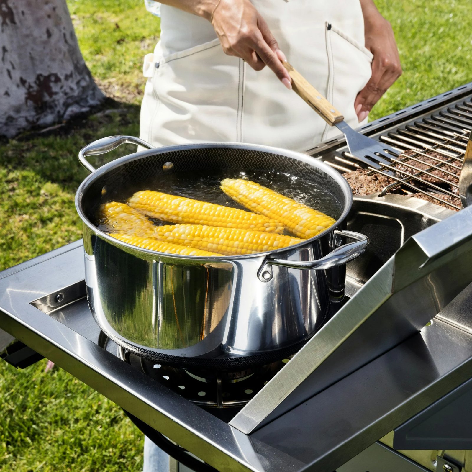 Burgers and corn