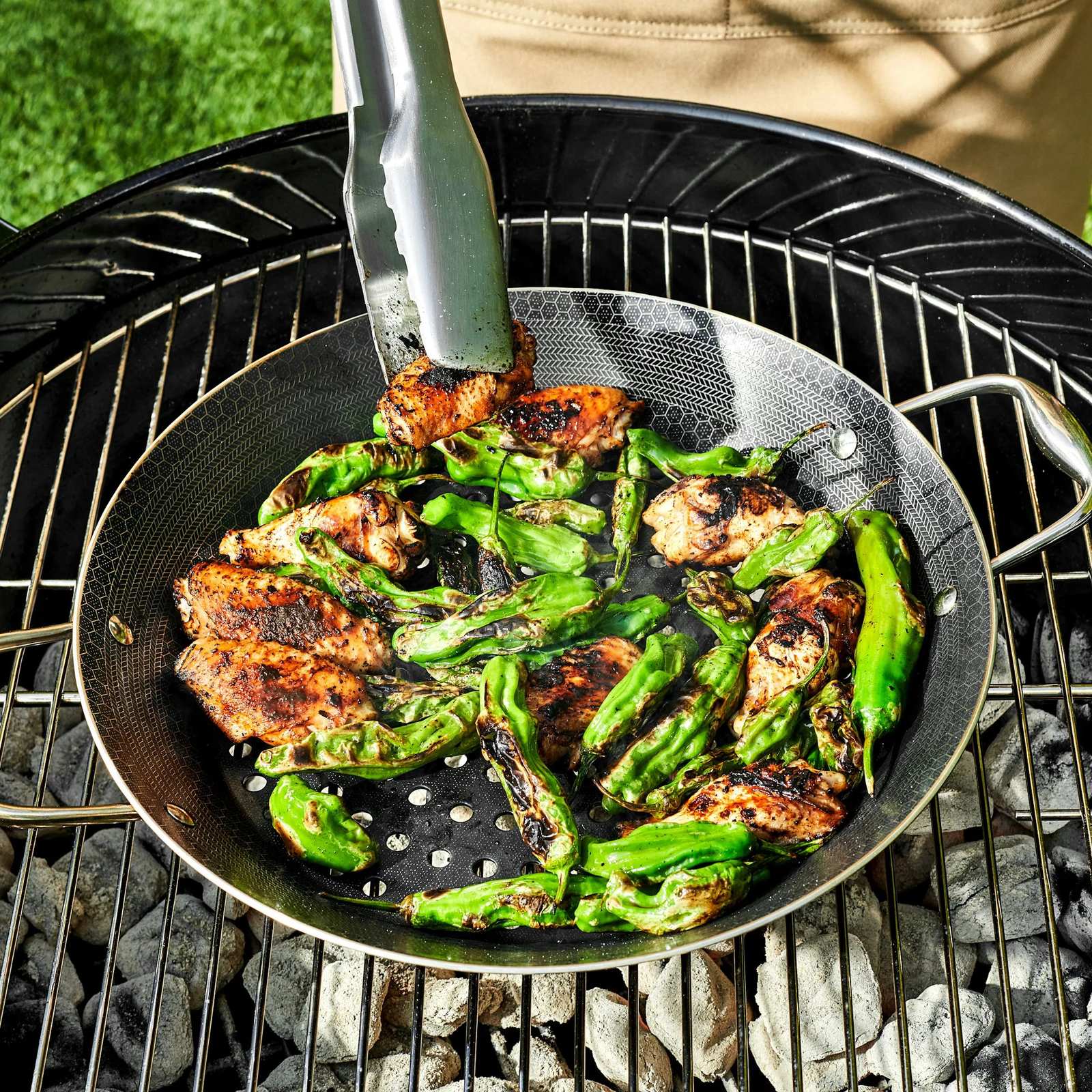 Honey-glazed chicken on the grill pan